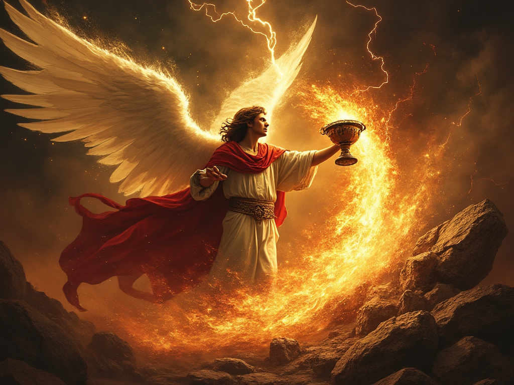 When the lamb opens the 7th seal it causes an angel to hurls a  flaming censer on the earth.